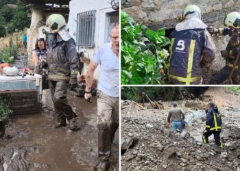 La lluvia se la juega a Cangas: inunda Llamera, acaba con varios animales y obliga a suspender la Descarga