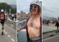 Del plató del ‘Grand Prix’ a Gijón: Wilbur hace de las suyas con un patinete (convencional) por la ciudad