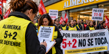 La guerra laboral en Alimerka sube de tono: recogida de firmas en las calles y piquetes en la huelga del 11-N