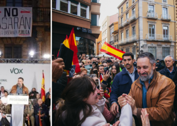Abascal en Avilés, de los aplausos y las críticas a Sánchez a las protestas contra el líder de Vox: «Fuera fascistas de nuestros barrios»